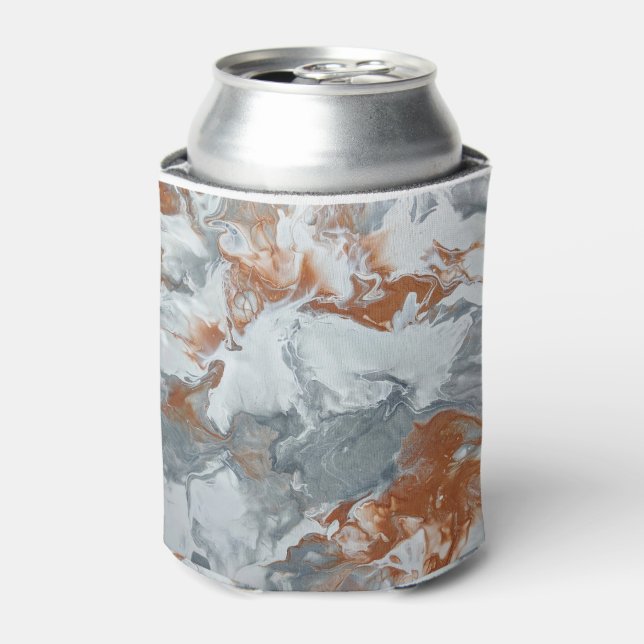 Gray Copper Acrylic Painting Abstract Background Can Cooler (Can Front)