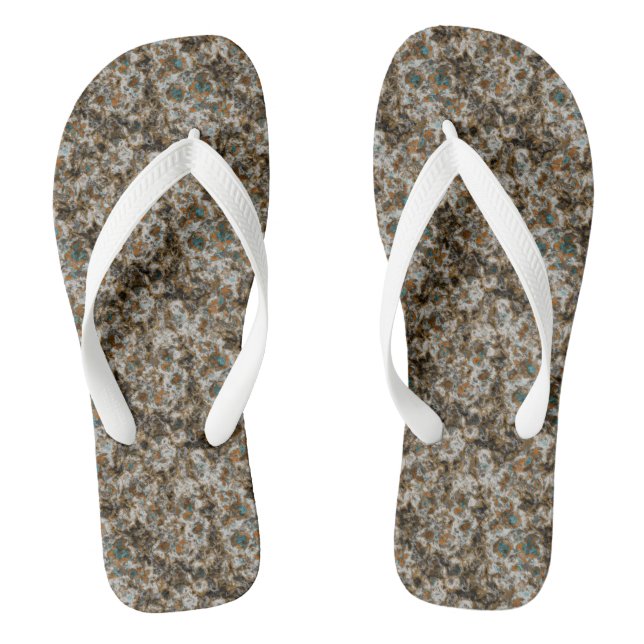 Gray, Copper and Turquoise  Marble Abstract Flip Flops (Footbed)