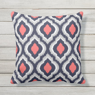Zigzag Pillows - Decorative & Throw Pillows | Zazzle - Gray Coral and Navy Ikat Moroccan Monogram Throw Pillow