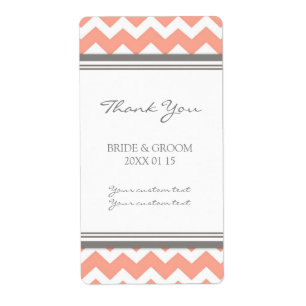 Gray Coral Chevron Wedding Labels