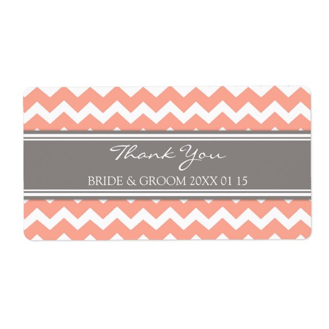 Gray Coral Chevron Wedding Labels (Front)