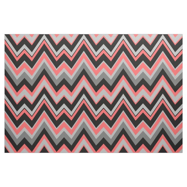 Gray & Coral Chevron Zigzag Seamless Pattern Fabric (Fat Quarter)