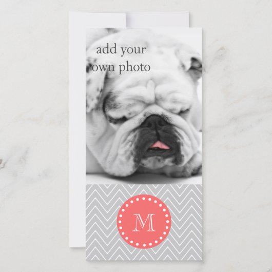 Gray & Coral Modern Chevron Custom Monogram (Front)