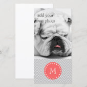 Gray & Coral Modern Chevron Custom Monogram (Front/Back)