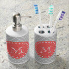 Gray & Coral Modern Chevron Custom Monogram