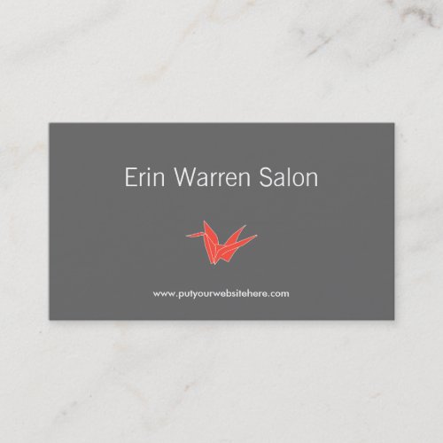 GRAY &amp; CORAL ORIGAMI CRANE Business Card