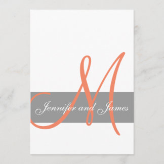 Gray Coral Wedding Invitation | Monogram Names