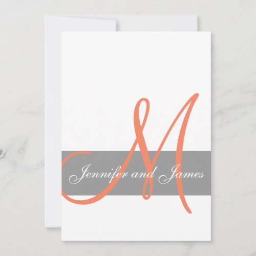 Grey Orange Wedding Invitation | Monogram Names