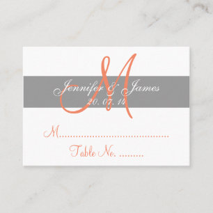 Gray Coral Wedding Reception Escort Card