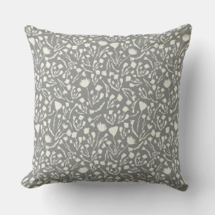 Gray Cottage Botanical Design Throw Pillow