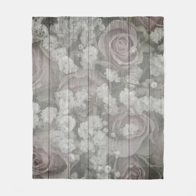 Gray Country chic design Fleece Blanket (Front)