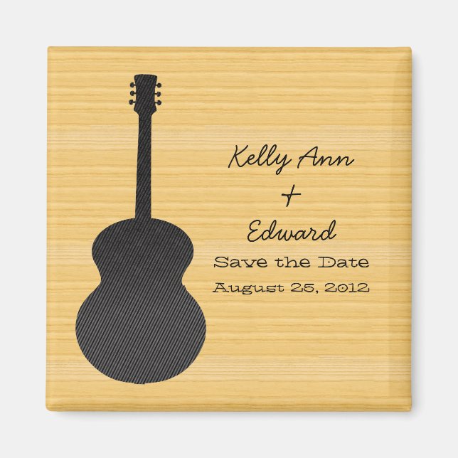 Gray Country Guitar Save the Date Magnet (Front)