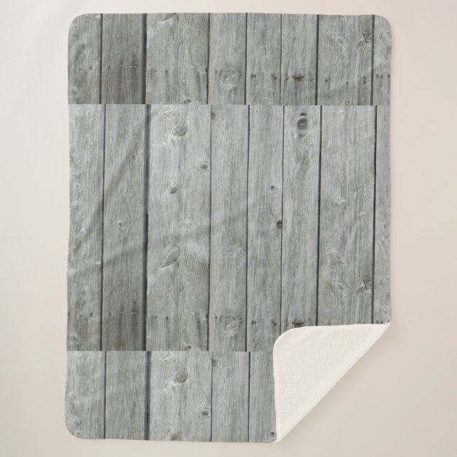 Gray Country Rustic Modern Farmhouse Sherpa Blanket (Front)
