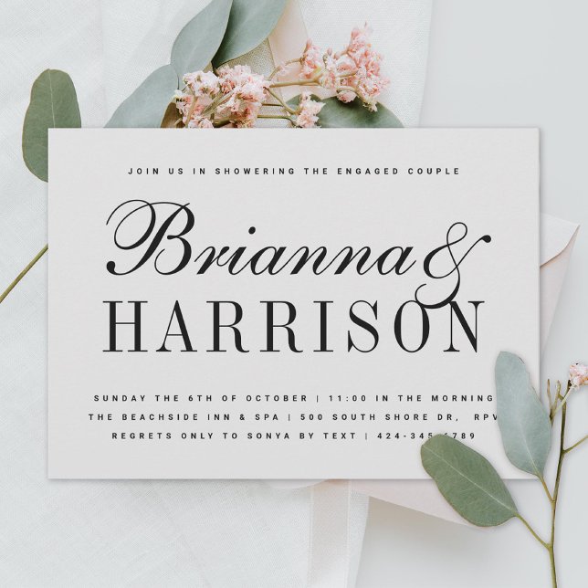 Gray Couples Names Wedding Shower Invitation (Creator Uploaded)