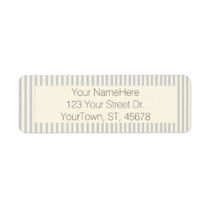 Gray Cream Farmhouse Chic Ticking Stripe Label