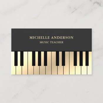 Gray Cream Gold Piano Keyboard Teacher Pianist Business Card by ShabzDesigns at Zazzle