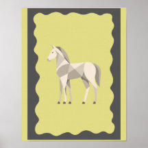 Gray Cream Horse decor poster