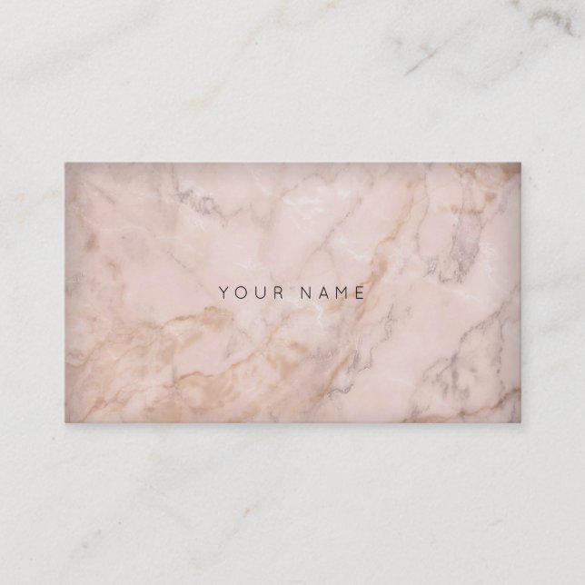 Gray Creamy Pink Sepia Gold Gray Marble Business Card (Front)