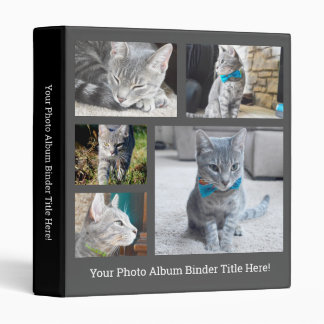 Gray Create Your Own Collage Personalized Photo 3 Ring Binder