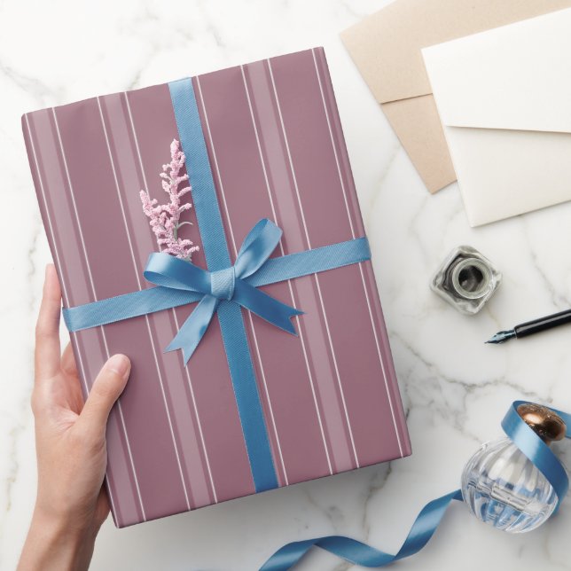Gray Crimson & Light Gray Crimson Stripes Wrapping Paper (Gifting)