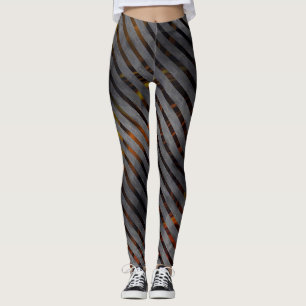 Gray cross-cut stripes or carbon ribbons? Gold red Leggings