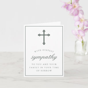 Gray Cross Elegant Condolences Sympathy Card