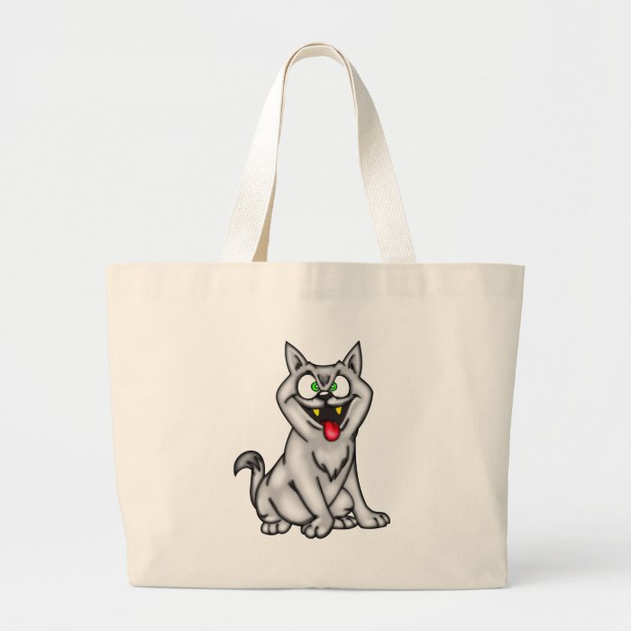 Gray Cross eyed Cartoon Cat Tote Bag