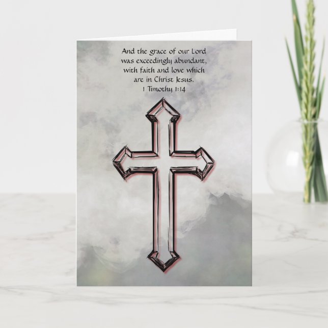 Gray Cross Faith Easter Bible Verse Card (Front)