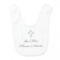"Gray Cross" Personalized Baby Bib "Gray Cross" Personalized Baby Bib