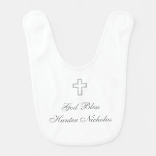 "Gray Cross" Personalized Baby Bib