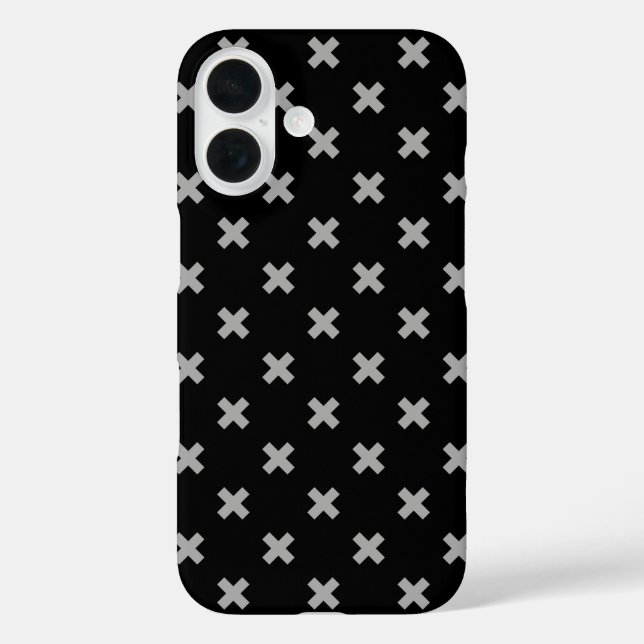 Gray cross stitches on black Case-Mate iPhone case (Back)