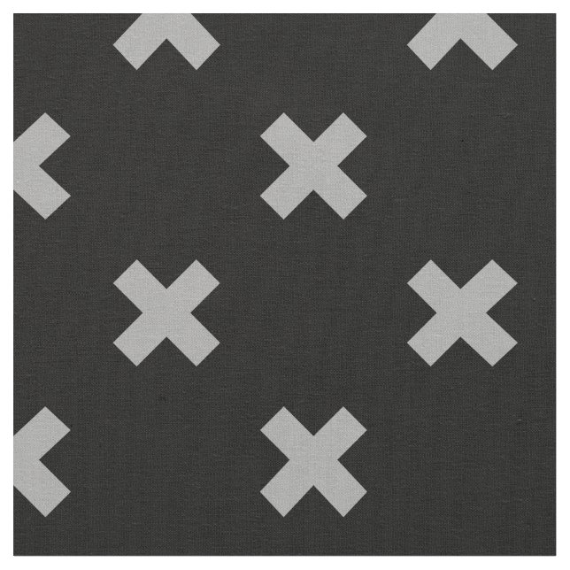 Gray cross stitches on black fabric (Close Up)