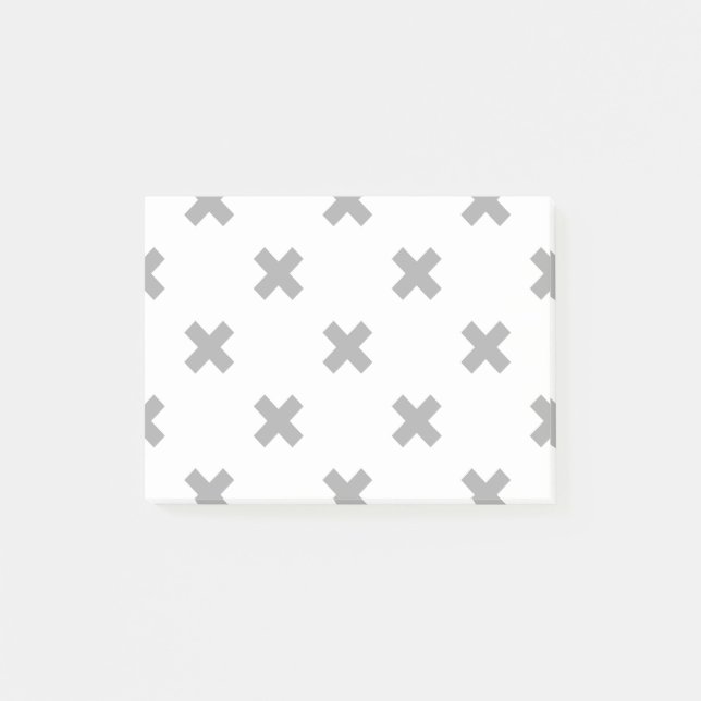 Gray cross stitches on white post-it notes (Front)