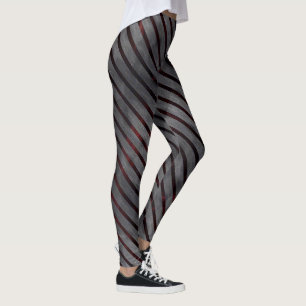 Gray cross stripes small square, reddish backgrond leggings