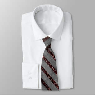 Gray cross stripes Small squares, salmons division Neck Tie