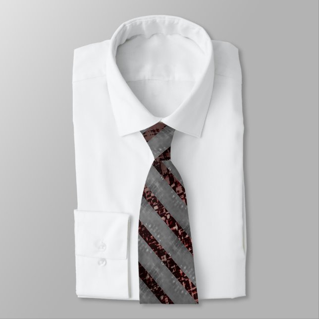 Gray cross stripes Small squares, salmons division Neck Tie (Tied)