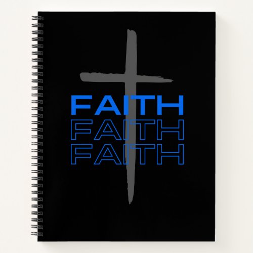 Gray Cross with Blue Faith Word Notebook