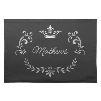 Gray Crown Crest Personalized Cloth Placemat