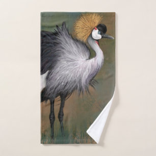 Gray Crowned Crane Bath Towel