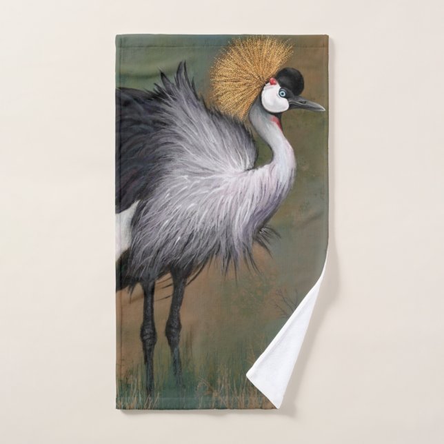 Gray Crowned Crane Bath Towel (Hand Towel)