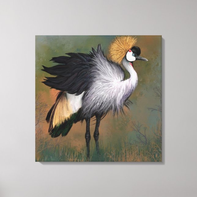 Gray Crowned Crane Bird Canvas Print (Front)