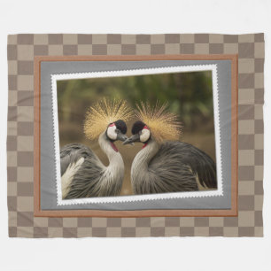 Gray Crowned Crane Bird Photography Print Fleece Blanket
