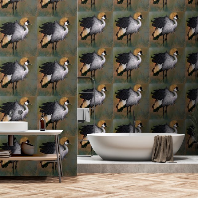Gray Crowned Crane Wallpaper (Bathroom)