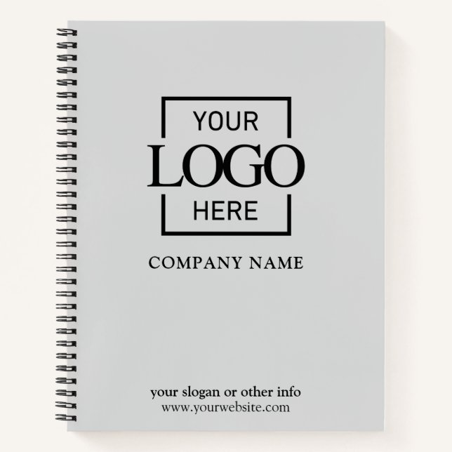 Gray Custom Business Logo Promotional Branding Notebook (Front)