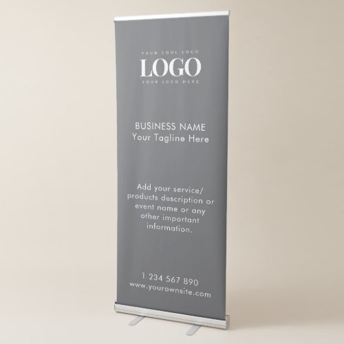 Gray Custom Business Logo Text Corporate Company Retractable Banner