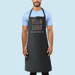 Gray Custom Company Apron with Logo Personalized<br><div class="desc">Personalize this all-over-print apron with your own company logo or picture and custom text. The text can be a name, business tagline, website address, social media handle, or other personalized text to express yourself. Available in gray and other colors (all colors are customizable). Available in large, medium, and child size....</div>