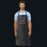 Gray Custom Company Apron with Logo Personalized<br><div class="desc">Personalize this all-over-print apron with your own company logo or picture and custom text. The text can be a name, business tagline, website address, social media handle, or other personalized text to express yourself. You can easily customize the front and straps with your own color choice. Available in large, medium,...</div>