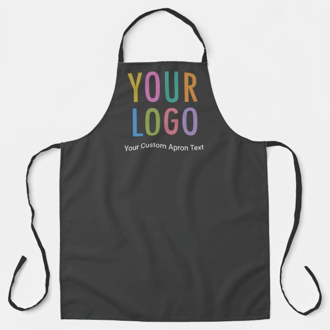 Gray Custom Company Apron with Logo Personalized (Front)