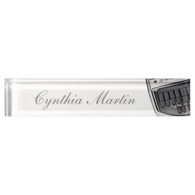 Gray custom court reporter name plate (Front)