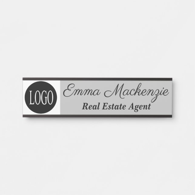 Gray Custom Logo Professional Office Door Sign (Front)